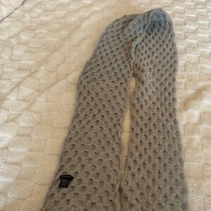 Simons Cream and Gray Knit Scarf